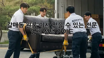 갈매동 원룸 이사, 믿을 수 있는 전문 업체 선택 가이드